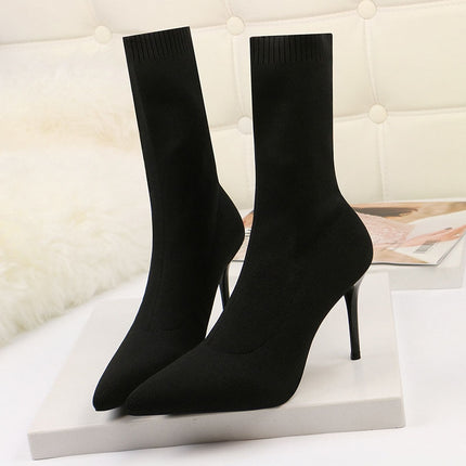 Women's Sock Style High Heel Boots - Wnkrs