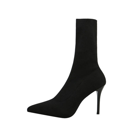 Women's Sock Style High Heel Boots - Wnkrs