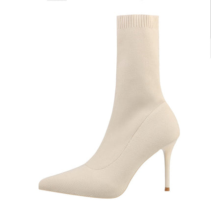 Women's Sock Style High Heel Boots - Wnkrs