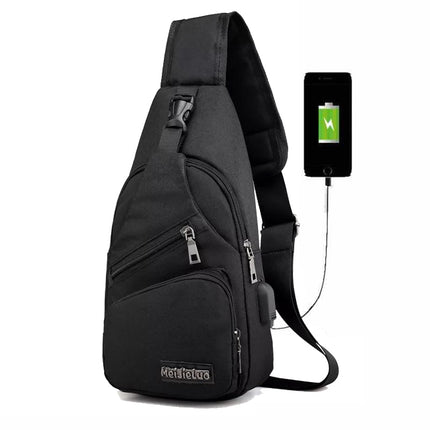 Men's Flat Shoulder Bag with USB Port - Wnkrs