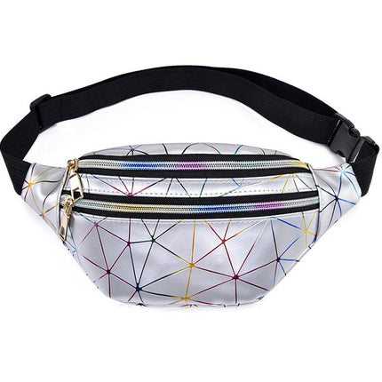 Women's Holographic Geometric Patterned Waist Bag - Wnkrs