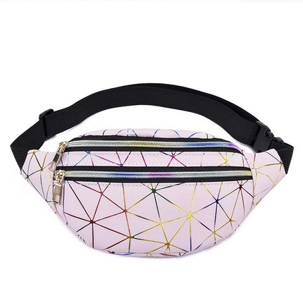 Women's Holographic Geometric Patterned Waist Bag - Wnkrs