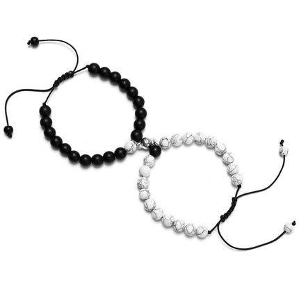 Classic Natural Stone Yin Yang Beaded Bracelets, 2Pcs/Set - Wnkrs