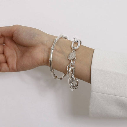 Women's Oversized Chain Bracelet 2 Pcs Set - Wnkrs
