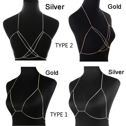 Shining Rhinestone Chest Chain - Wnkrs