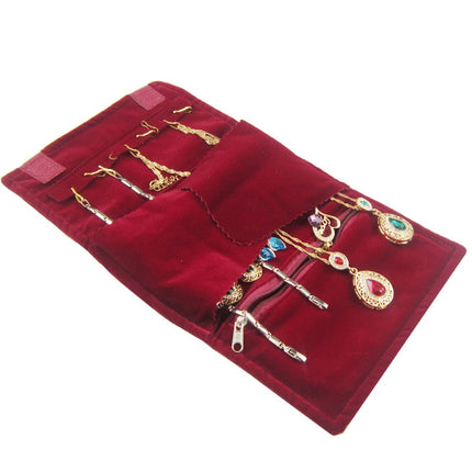 Folding Velvet Jewelry Organizer Roll - Wnkrs