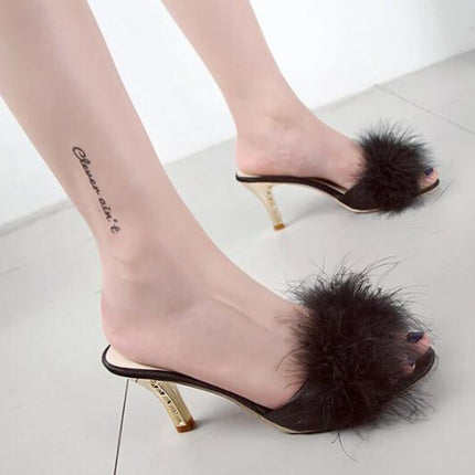 Women's Fluffy Summer High Heels - Wnkrs