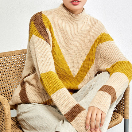 Women's Geometric Design Loose Jumper - Wnkrs