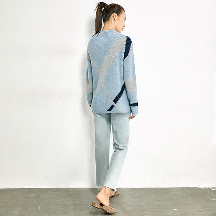 Women's Geometric Design Loose Jumper - Wnkrs
