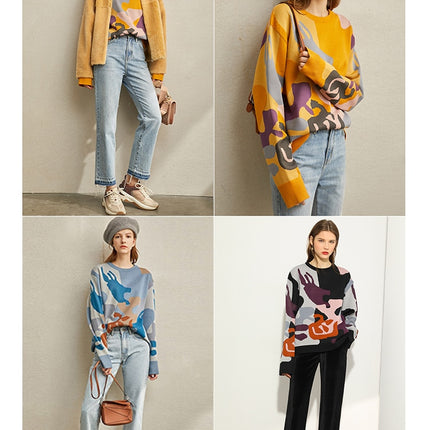 Women's Causal Patchwork Full Sleeved Jumper - Wnkrs