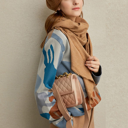 Women's Causal Patchwork Full Sleeved Jumper - Wnkrs