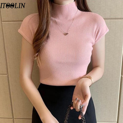 Women's Turtleneck Short Sleeved T-Shirt - Wnkrs