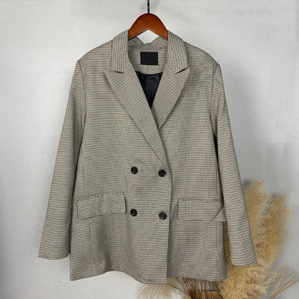 Women's Camel Color Double Breasted Blazer - Wnkrs