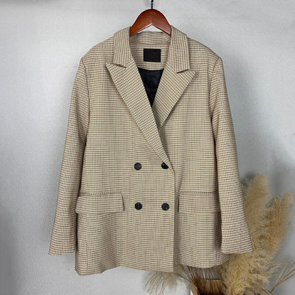 Women's Camel Color Double Breasted Blazer - Wnkrs