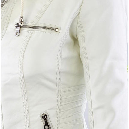 Women's Hooded Slim Leather Jacket - Wnkrs