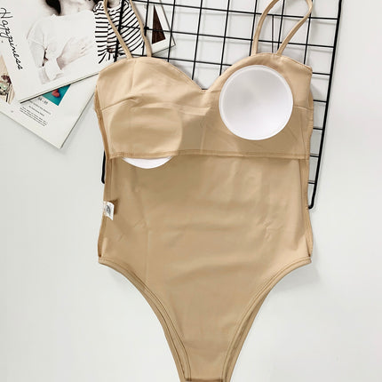 Solid Color Sexy Bodysuit with Spaghetti Straps - Wnkrs