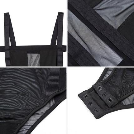 Women's Black Mesh Bodysuit - Wnkrs