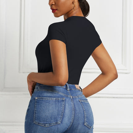 Women's Solid Color Short Sleeve Bodysuit - Wnkrs