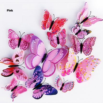 Double Layer 3D Butterfly Shaped Wall Sticker 12 pcs Set - Wnkrs