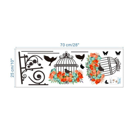 Colorful Flower Birdcage Vinyl Wall Decal - Wnkrs