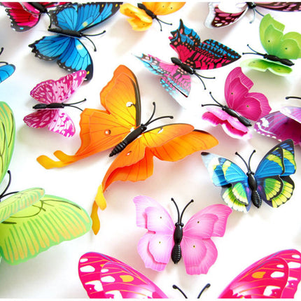 3D Butterfly Colorful Double Layers Wall Stickers 12 pcs Set - wnkrs
