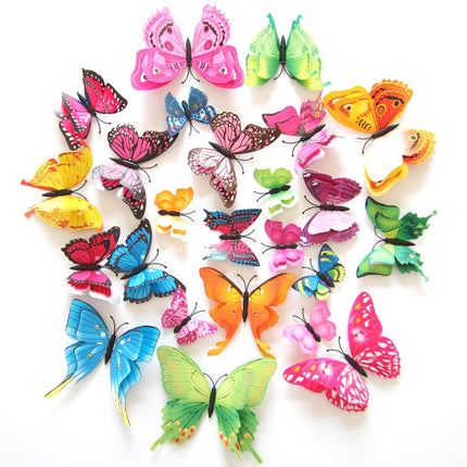 3D Butterfly Colorful Double Layers Wall Stickers 12 pcs Set - wnkrs