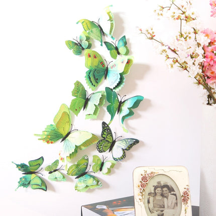 3D Butterfly Colorful Double Layers Wall Stickers 12 pcs Set - wnkrs