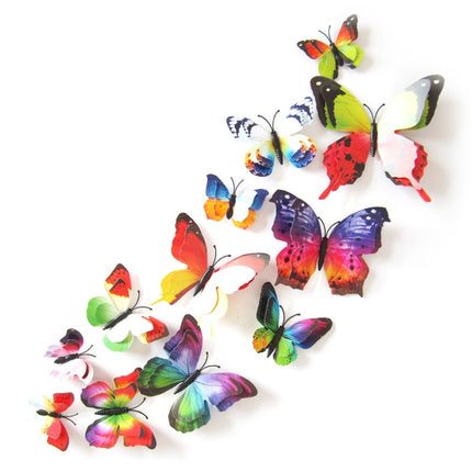 3D Butterfly Colorful Double Layers Wall Stickers 12 pcs Set - wnkrs