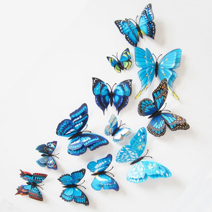 3D Butterfly Colorful Double Layers Wall Stickers 12 pcs Set - wnkrs