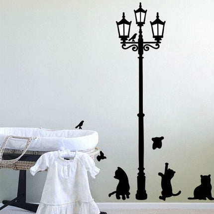 Decorative Wall Decals Ancient Lamp With Cats And Birds - wnkrs