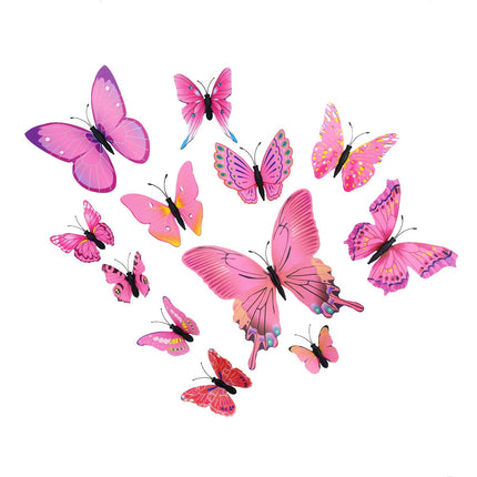 PVC 3D Butterfly Wall Decor Stickers 12 pcs Set - Wnkrs