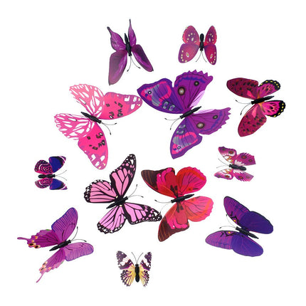 PVC 3D Butterfly Wall Decor Stickers 12 pcs Set - Wnkrs
