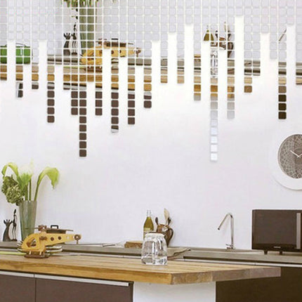 Acrylic Mirrored Decorative Wall Stickers, 100 Pcs/set - wnkrs