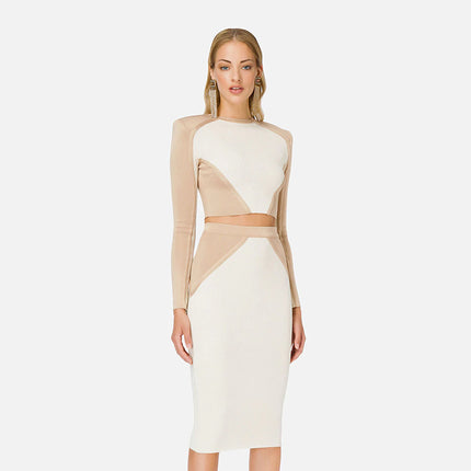 Women's Slim Long-Sleeved Top with Skirt Set - Wnkrs