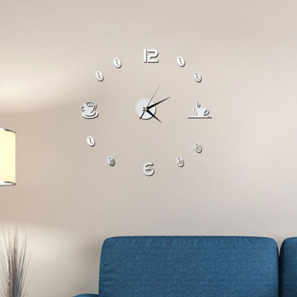 3D Coffee Lovers Design Mirror Wall Clock - wnkrs