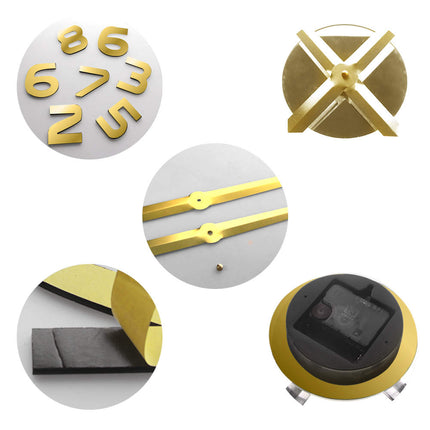 Funny Dog Mirror Design Self-Adhesive DIY Wall Clock - wnkrs