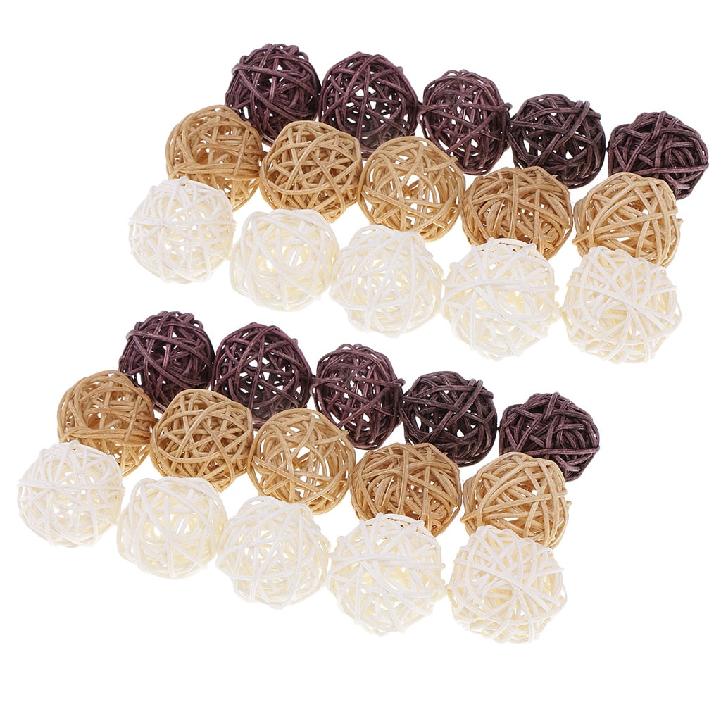 Set of 30 Rattan Wicker Balls