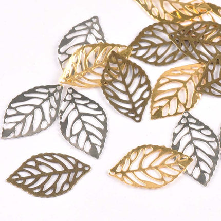 Set of 50 Metal Filigree Embellishment Leaves - wnkrs