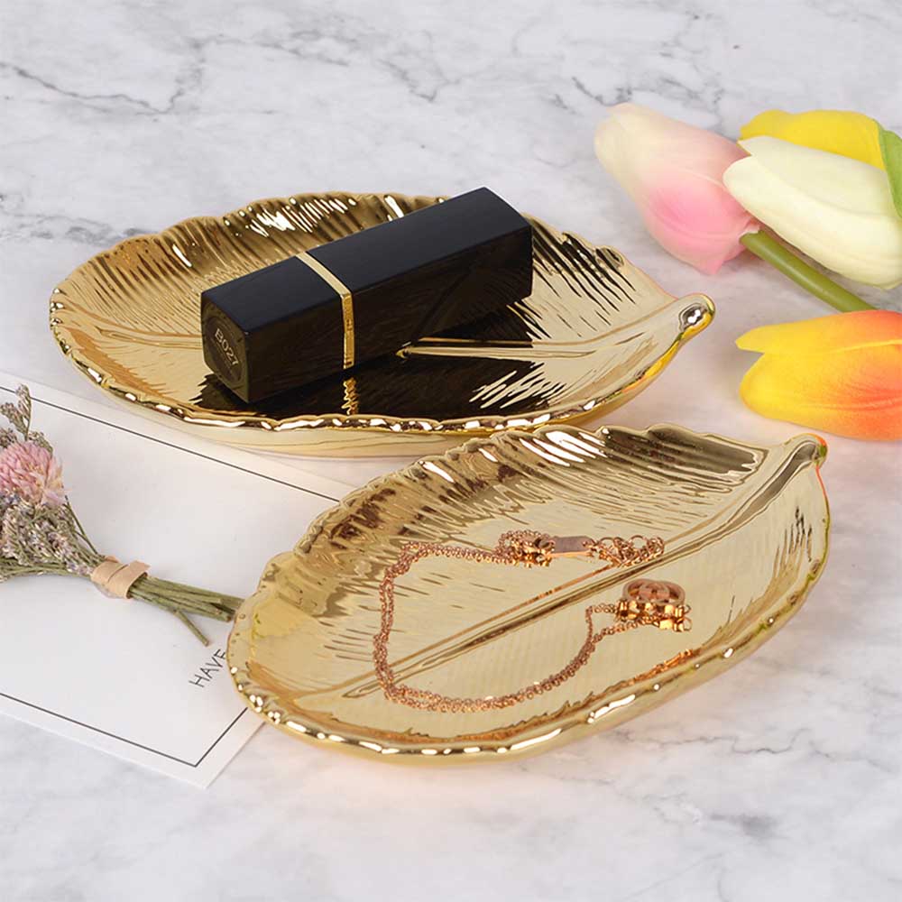 Golden Leaf Shaped Tray