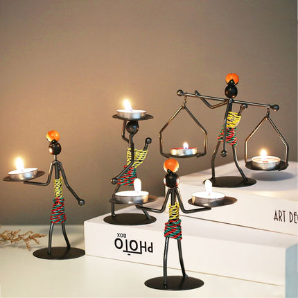 Abstract Metal Character Candle Holder - wnkrs