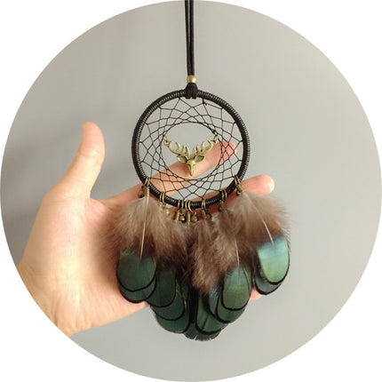 Mini Deer Dream Catcher with Natural Feathers - wnkrs
