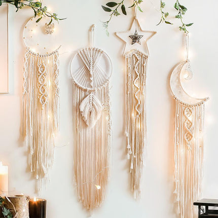 Nordic Style White Cotton Star / Moon Dream Catcher - wnkrs