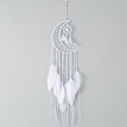 Moon Shaped Feather Dream Catcher - wnkrs