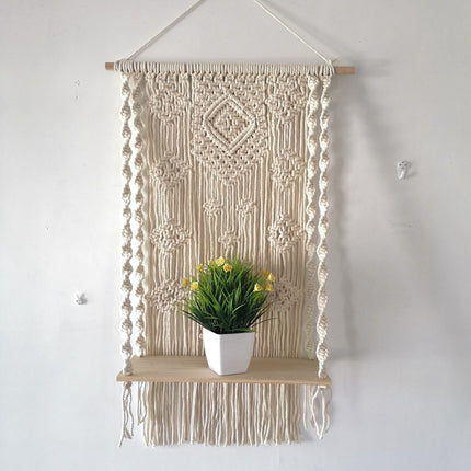 Geometric Cotton Wall Tapestry with Shelf - wnkrs