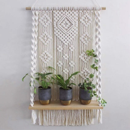 Geometric Cotton Wall Tapestry with Shelf - wnkrs