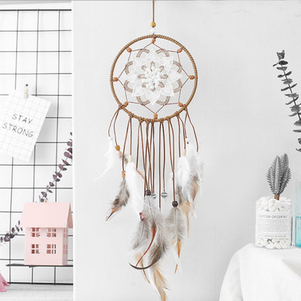 Nordic Style Floral Lace Dream Catcher with Feathers - wnkrs