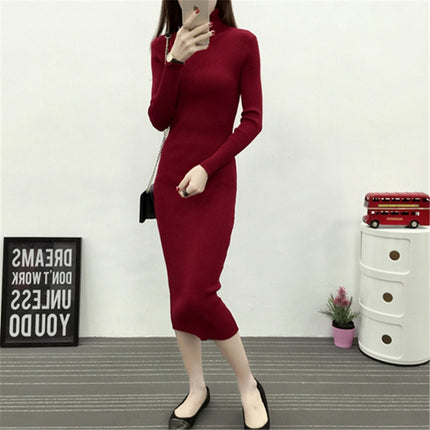 Winter Turtleneck Sweater Dress for Women - wnkrs