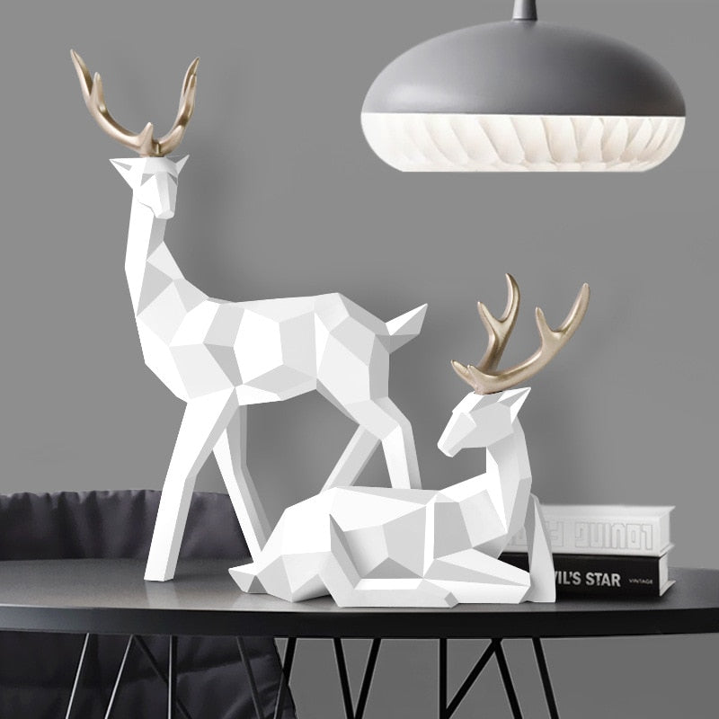 Abstract Deer Figurines Pair