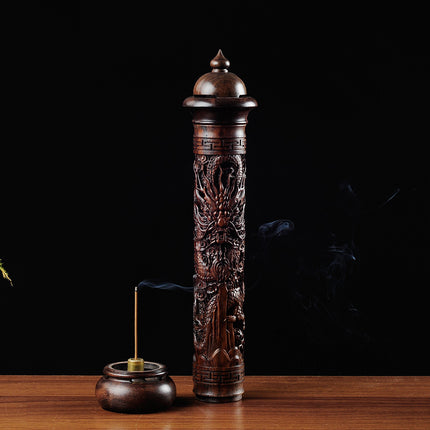 Carved Dragon Ebony Wood Incense Burner - Wnkrs
