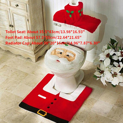 3Pcs/set Christmas Santa Toilet Seat Cover - wnkrs